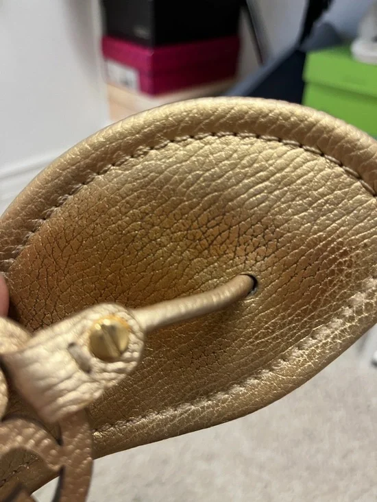 Tory Burch Metallic Gold Leather Logo Sandals - Picture 6 of 10